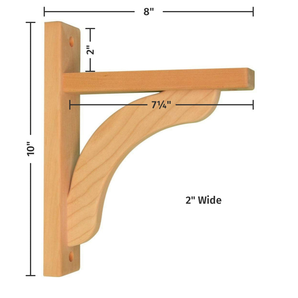 Concave 8 Wood Shelf Bracket - Tyler Morris Woodworking